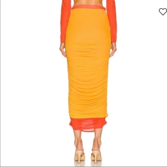 New Simon Miller MESH Stretch Pluto Sunset Orange Maxi Skirt/Swim Cover-Up XS - Picture 8 of 17